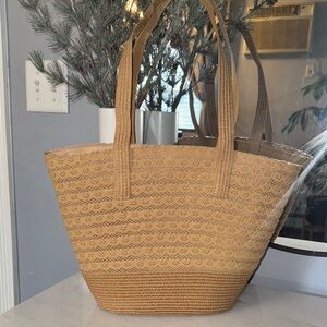 Chic Brown Woven Tote Bag